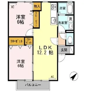 2LDKの間取り画像