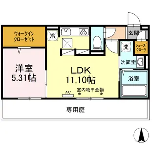 パークハイム上津【1階】の間取り