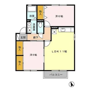 セジュールシャンスⅡ B棟【2階】の間取り