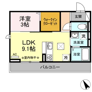 DーROOM F.京町【1階】の間取り