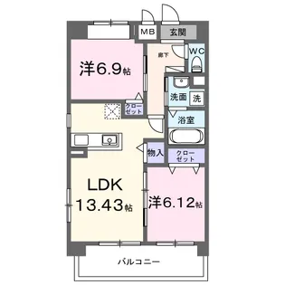 メルベージュ久留米【3階】の間取り