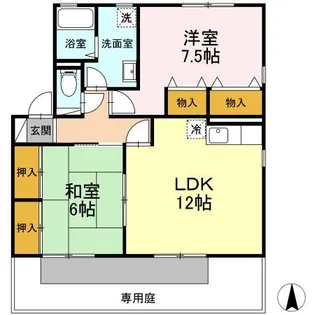 ハイカムール津福【1階】の間取り