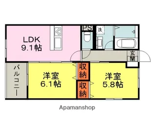 LEAF津福駅南【3階】の間取り
