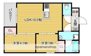 (仮称)小頭町賃貸マンション【205号室】の間取り