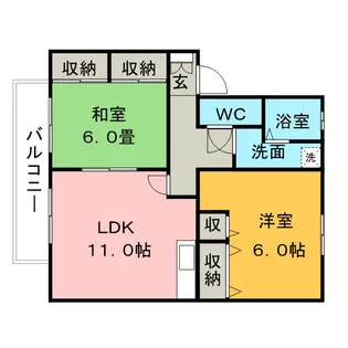 ハイカムール津福【1階】の間取り