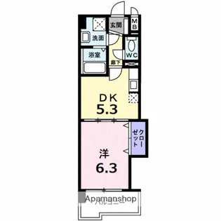 シャン・ド・フルール【305号室】の間取り