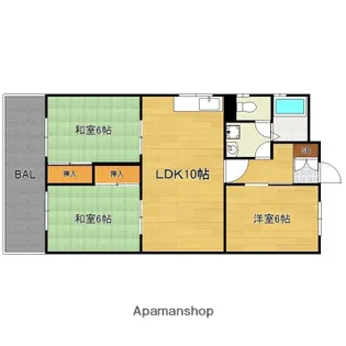 サンハイツやましたB【301号室】の間取り