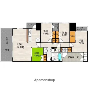 プレミスト愛宕【901号室】の間取り