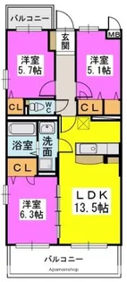 グレーシア伊都【4階】の間取り