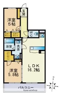 ベル コモンズ賀茂【302号室】の間取り