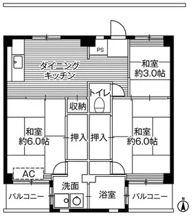ビレッジハウス寺尾1号棟【0402号室】の間取り