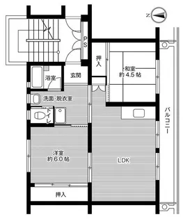 ビレッジハウス駒ヶ根1号棟【0202号室】の間取り