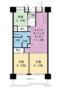 ビレッジハウス光南タワー1号棟【4階】の間取り