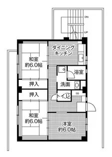ビレッジハウス津2号棟【0305号室】の間取り
