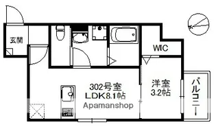 エンハンス下山門【3階】の間取り