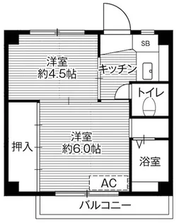 ビレッジハウス安積2号棟【0303号室】の間取り