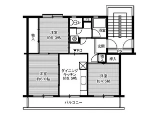 ビレッジハウス笹川109号棟【0406号室】の間取り