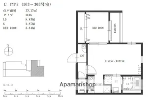 CHERIM姪浜西Ⅱ【303号室】の間取り