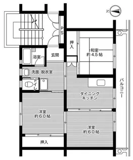 ビレッジハウス釈迦内1号棟【2階】の間取り