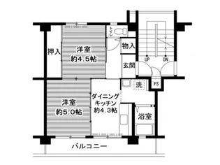 ビレッジハウス鳴滝3号棟【1階】の間取り