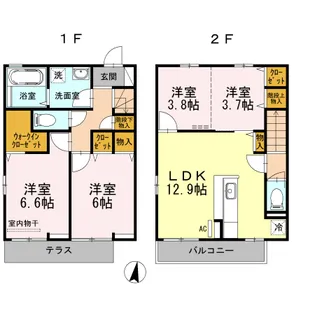 RICHE今宿東【102号室】の間取り