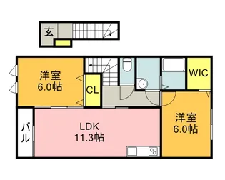 ブリーゼ・川宮Ⅱ【2階】の間取り