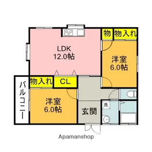 2LDKの間取り画像