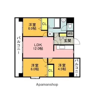 リファレンス県立大前Ⅱ【5階】の間取り