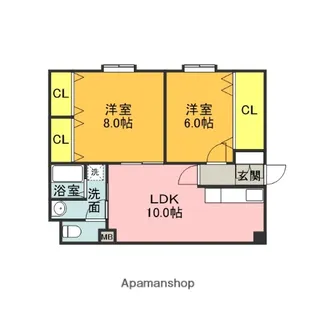 リファレンス県立大前Ⅱ【1階】の間取り