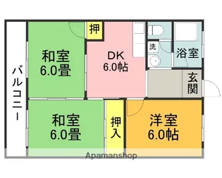 オーク夏吉【207号室】の間取り