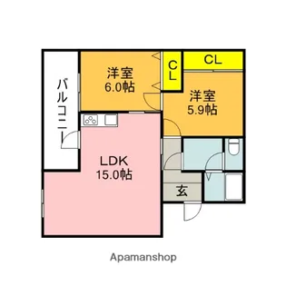 コーモド桜ヶ丘【B-3-3号室】の間取り