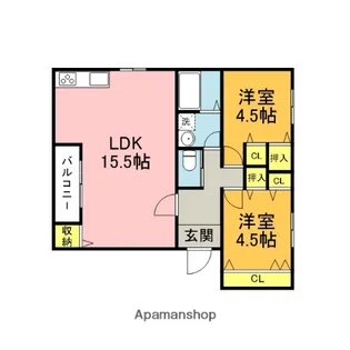 2LDKの間取り画像