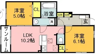 ロータス川宮3【1階】の間取り