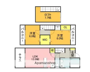 MAISON KAWAMIYA Ⅱ【107号室】の間取り