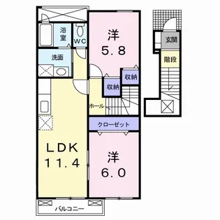 メイユール北泉ⅡA【2階】の間取り