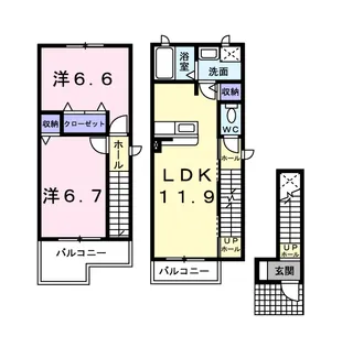ユニメゾン葛原 B棟【2階】の間取り