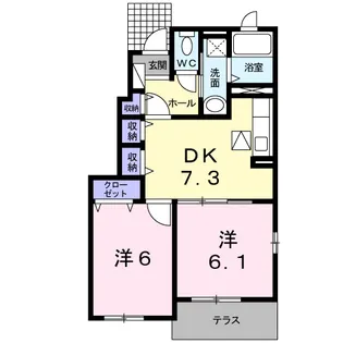 サン・ノーブⅡ木屋瀬【1階】の間取り