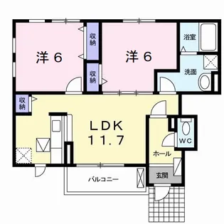 NEOエミサト B【1階】の間取り