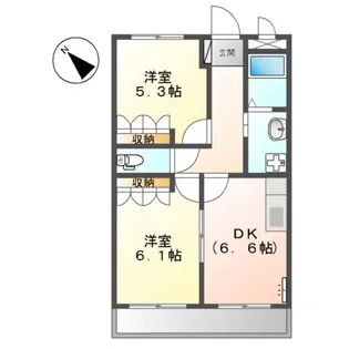 サンビレッジ翔Ⅱ【107号室】の間取り