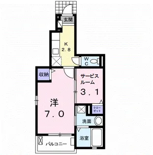 ランドコア陣山【1階】の間取り
