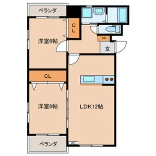ハーベスト上津熊B棟【3階】の間取り