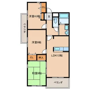 DEN.DEN星ヶ丘【2階】の間取り