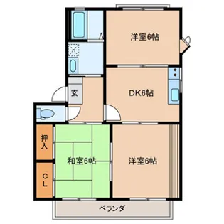 グリーンゲーブルズA・B棟【2階】の間取り
