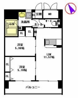 シャーメゾングランドソレイユ門司【5階】の間取り