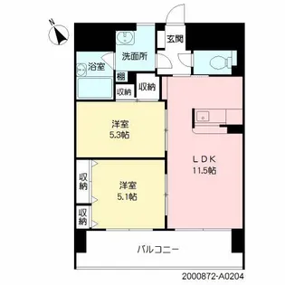 シャーメゾングランドソレイユ門司【2階】の間取り