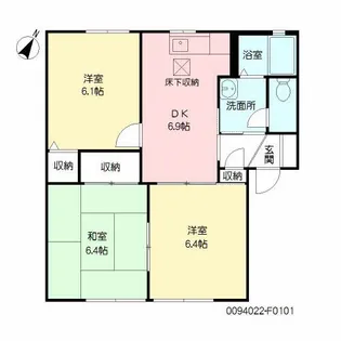 チェリーヒルズ F棟【101号室】の間取り