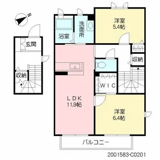 クラヴィエ石坂C棟【2階】の間取り