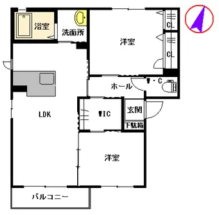 シャーメゾン・ヴァン A棟【2階】の間取り