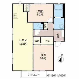 オークハイツ【201号室】の間取り