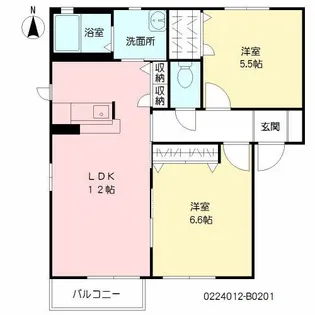 ユタカの里B棟【2階】の間取り